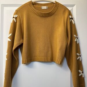 Altar'd State Cropped Sweater with Floral Detail